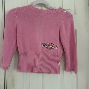 Betsy Johnson sweater pink with embroidery